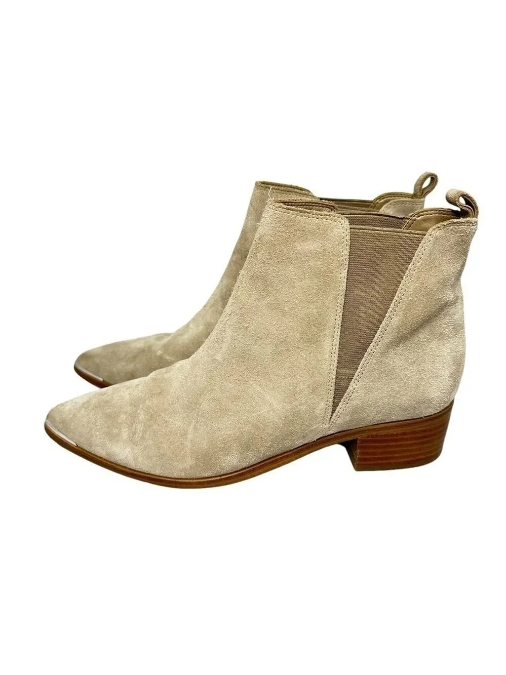 Marc Fisher Beige Yale Pointy‎ Toe Chelsea Suede Leather Women’s Bootie Size 8M